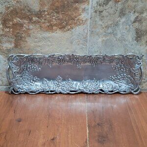 Arthur Court Cast Aluminum Repousse Grapes Rectangle Serving Platter Tray 1995